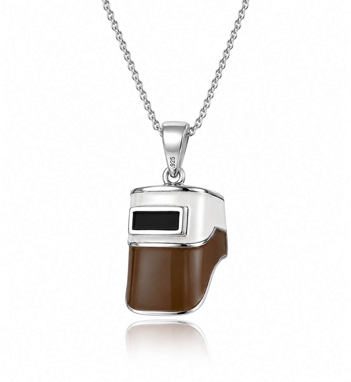 .925 Sterling Silver Brown Welding Hood Pendant