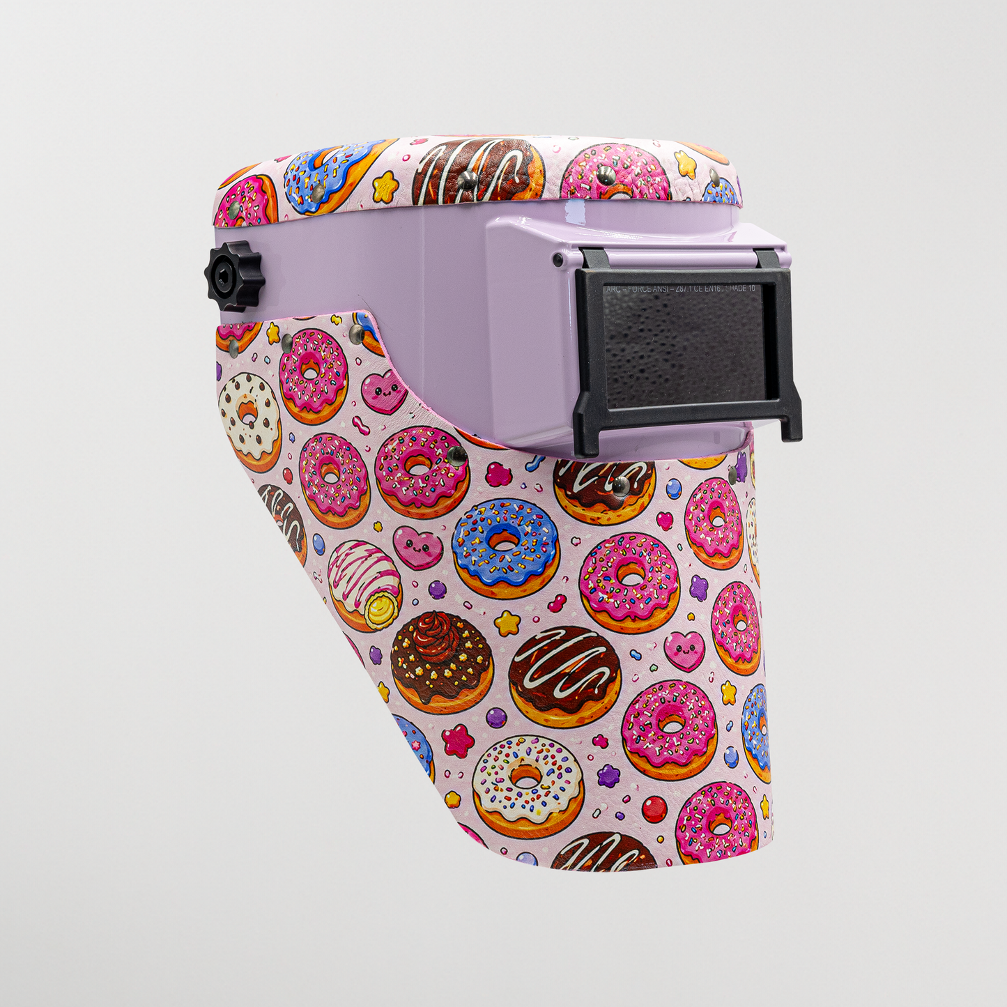 Slimline Welding Hood - Donut Print Leather