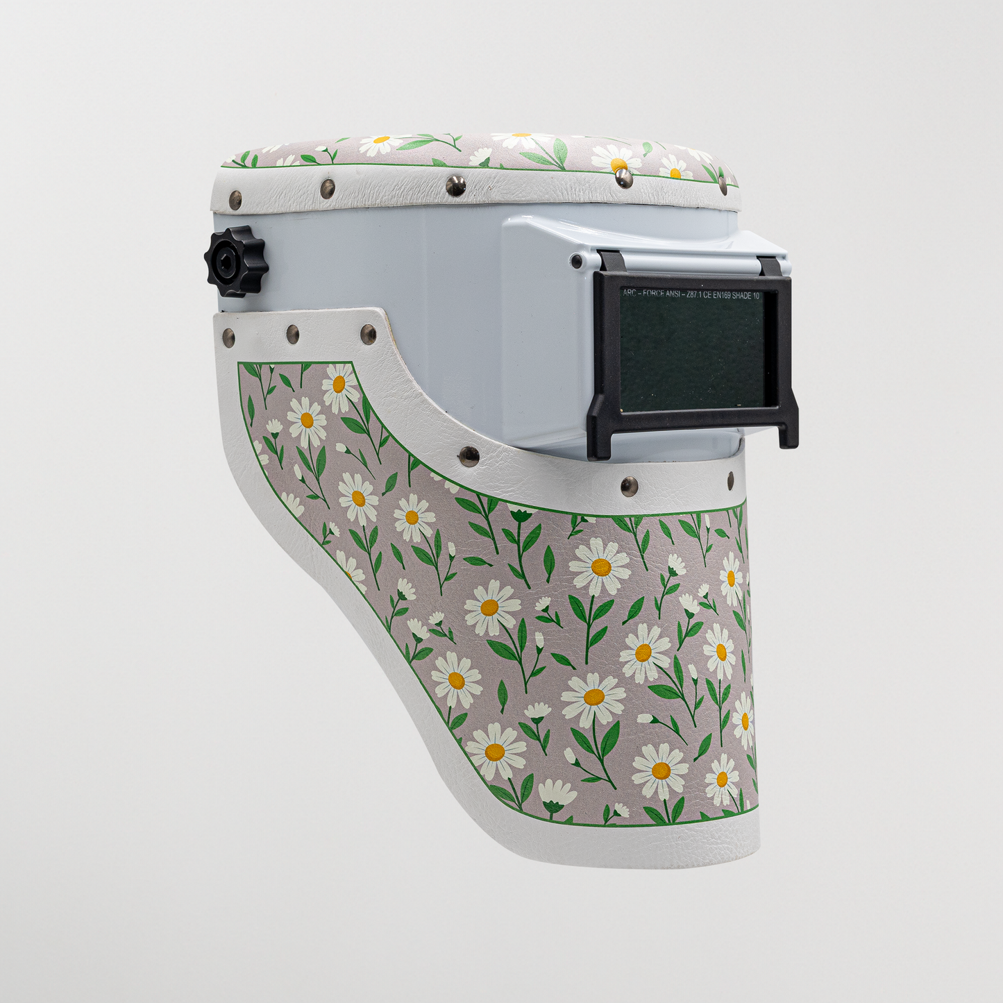Slimline Welding Hood - Daisy Floral Leather