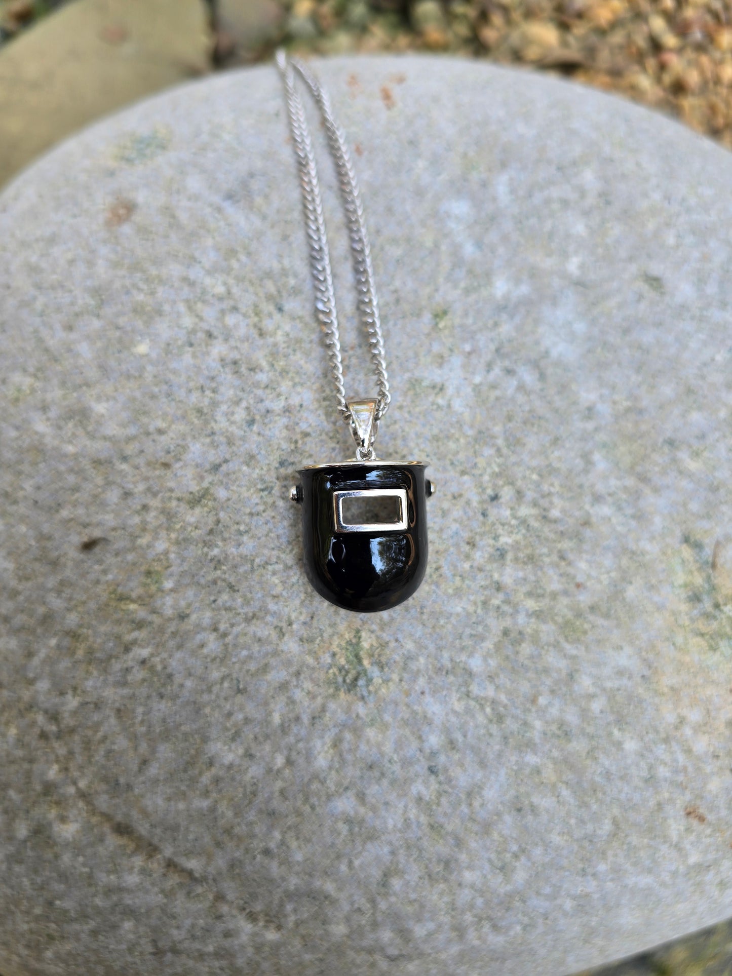 Black Chopped Welding Hood Pendant