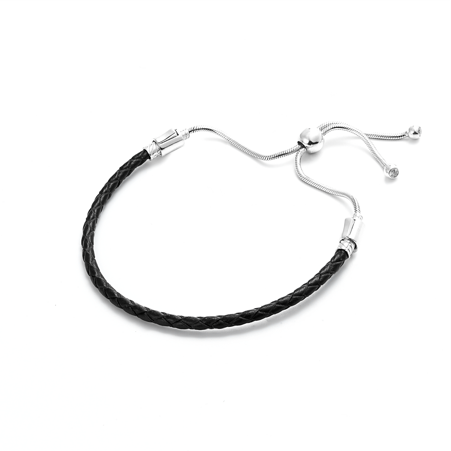Rugged Black Leather Slider Bracelet