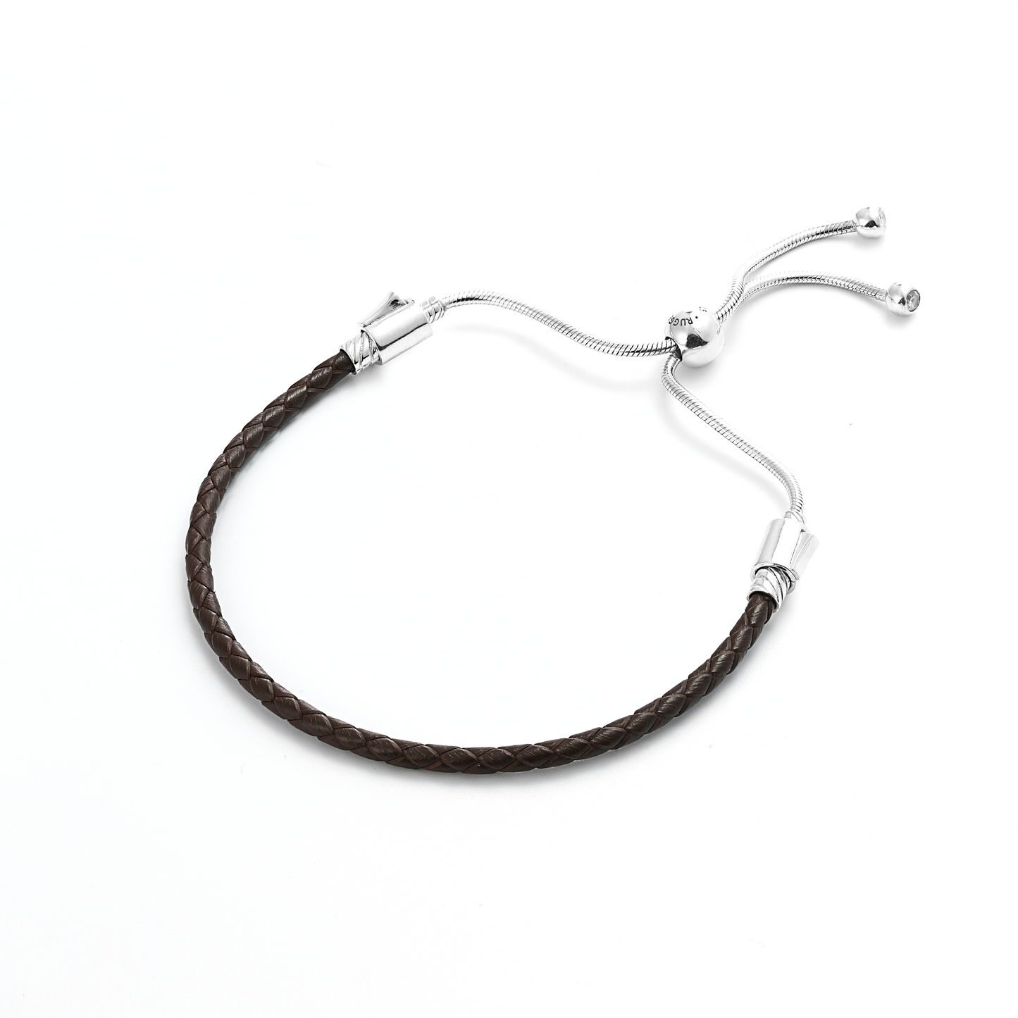 Rugged Brown Leather Slider Bracelet