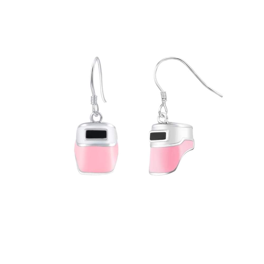 Pink Welding Hood Hook Earrings