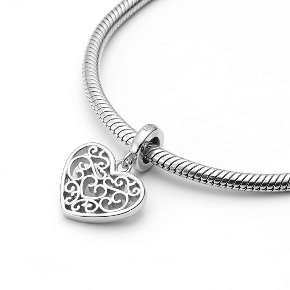 Swirls Heart Charm