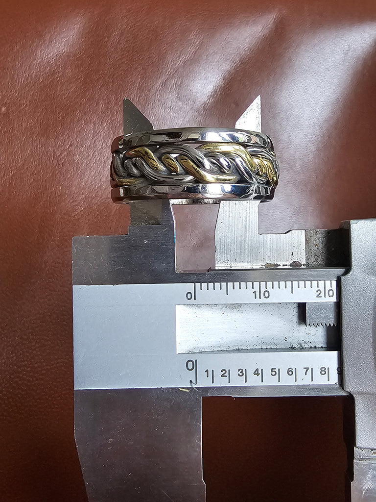 Stainless Steel and Gild Tone Welder Ring