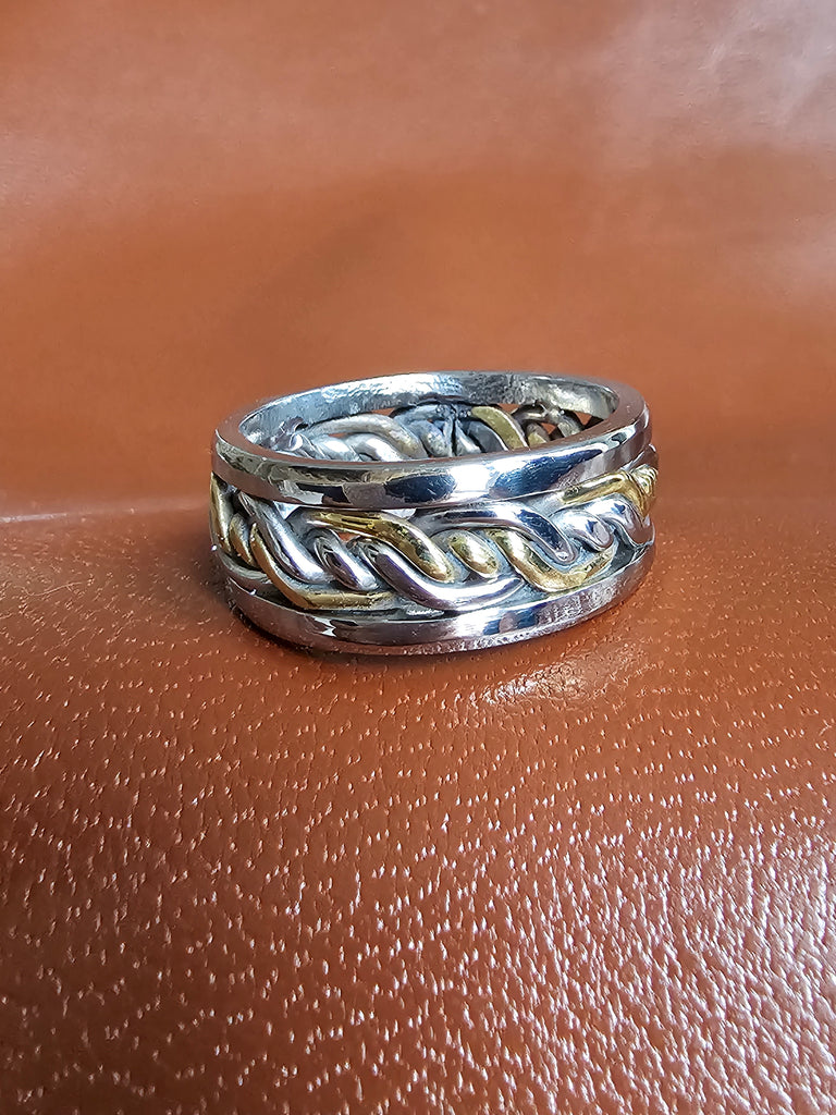 Stainless Steel and Gild Tone Welder Ring