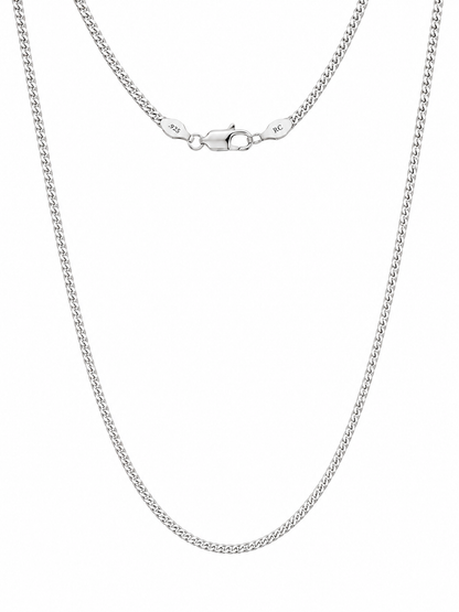 .925 Sterling Silver 3mm Cuban Link Chain – 22"