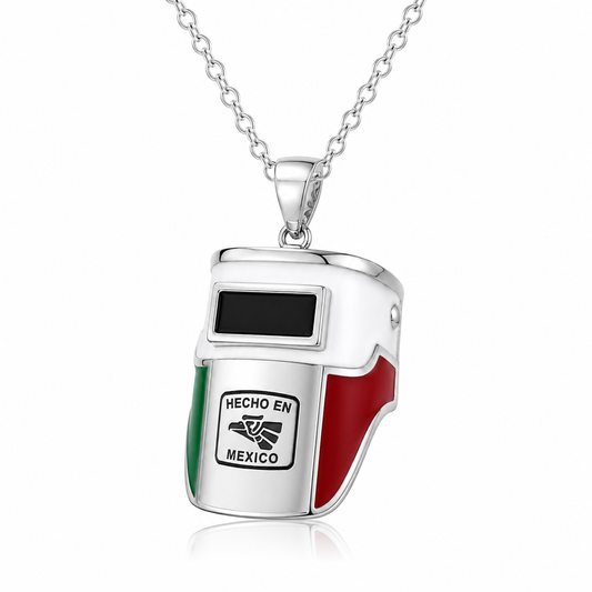 .925 Sterling Silver Mexican Flag Welding Hood Pendant