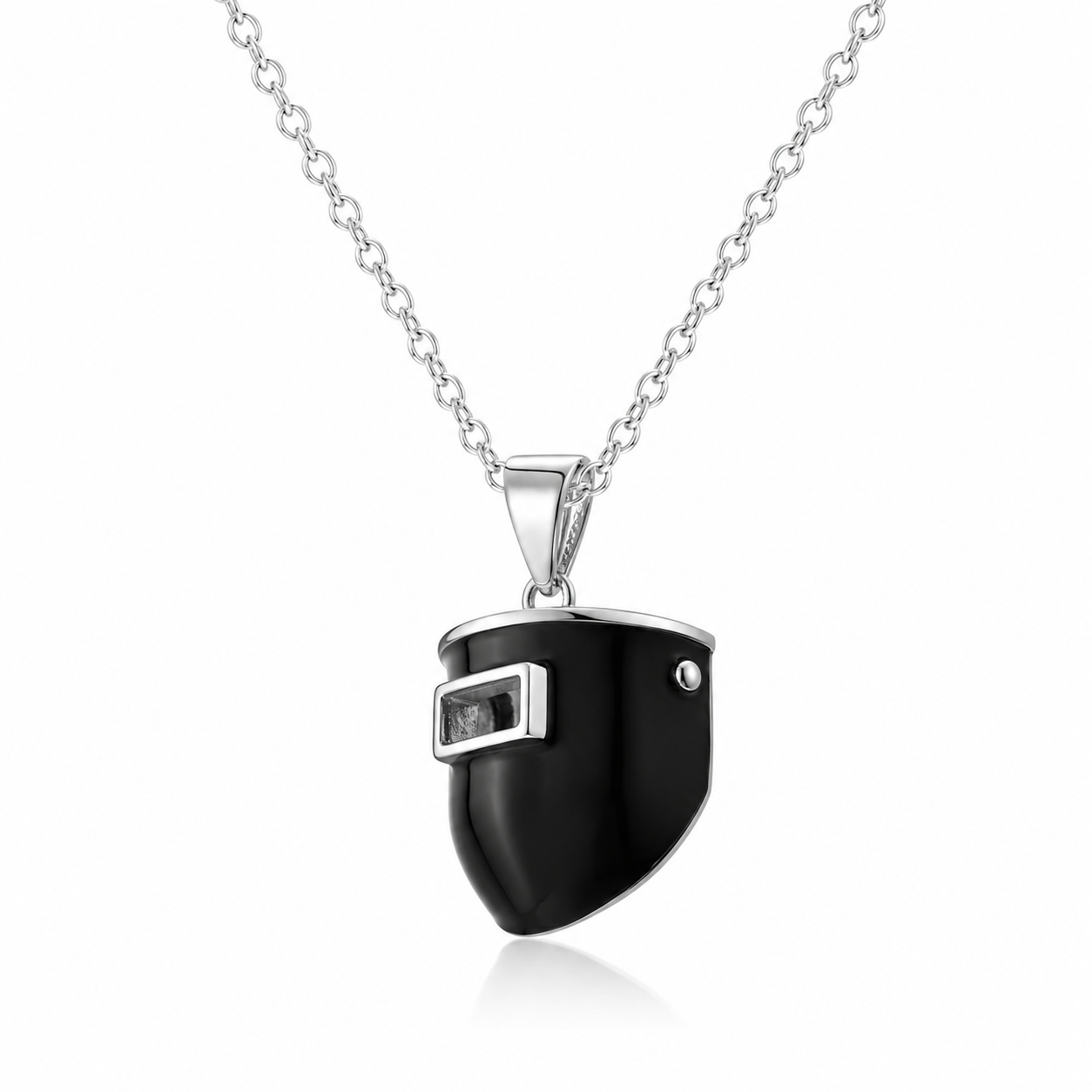.925 Sterling Silver Black Chopped Pipeliner Pendant