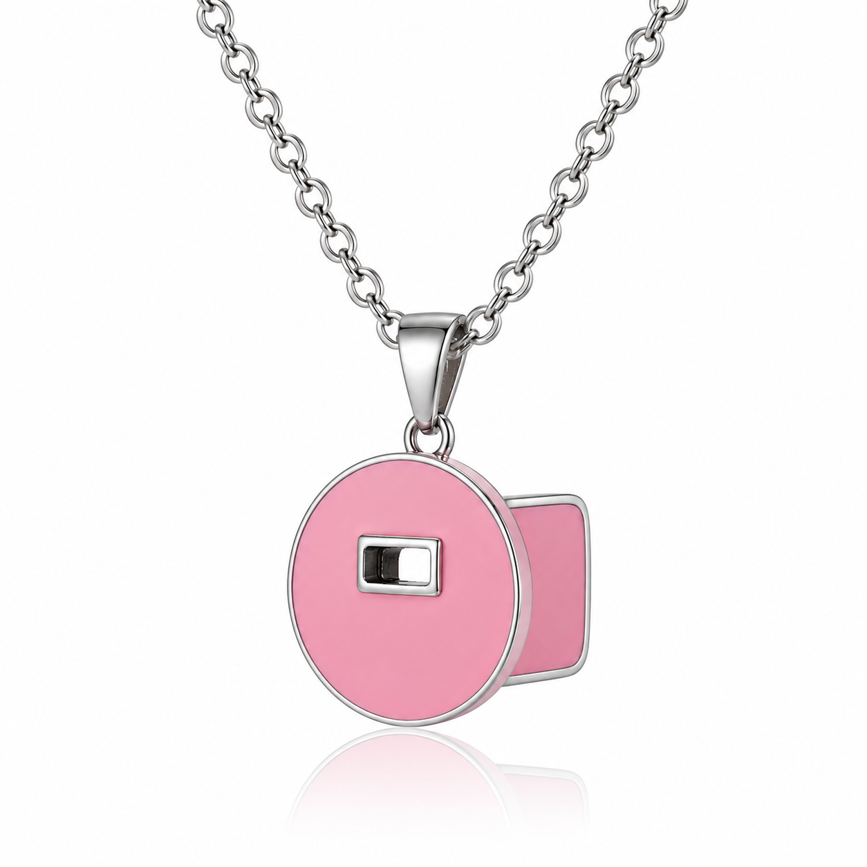 .925 Sterling Silver Pink Pancake Welding Hood Pendant