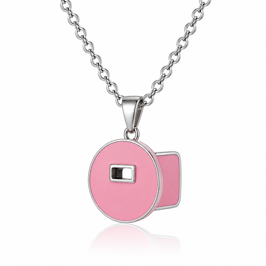 .925 Sterling Silver Pink Pancake Welding Hood Pendant