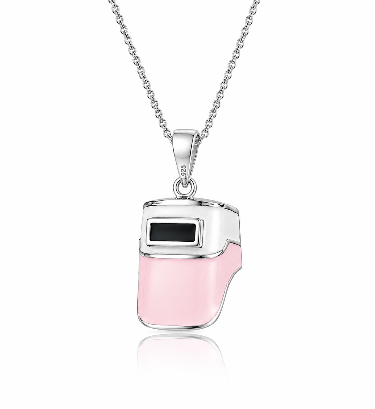 .925 Sterling Silver Pink Welding Hood Pendant
