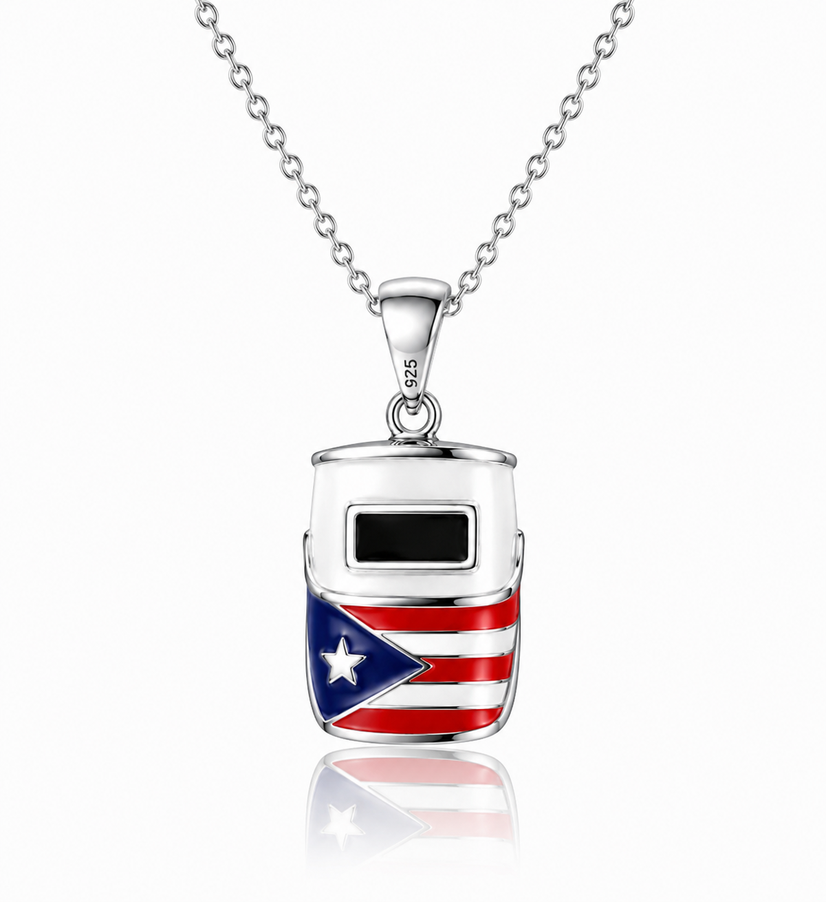 .925 Sterling Silver Puerto Rico Welding Hood Pendant