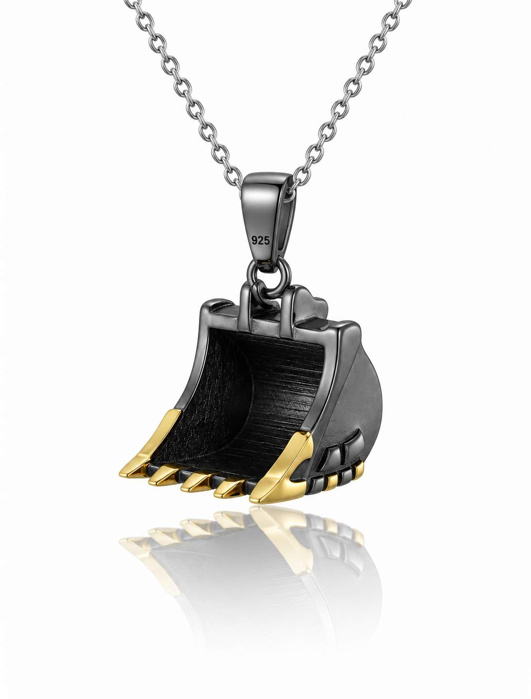 .925 Sterling Silver Excavator Bucket Pendant