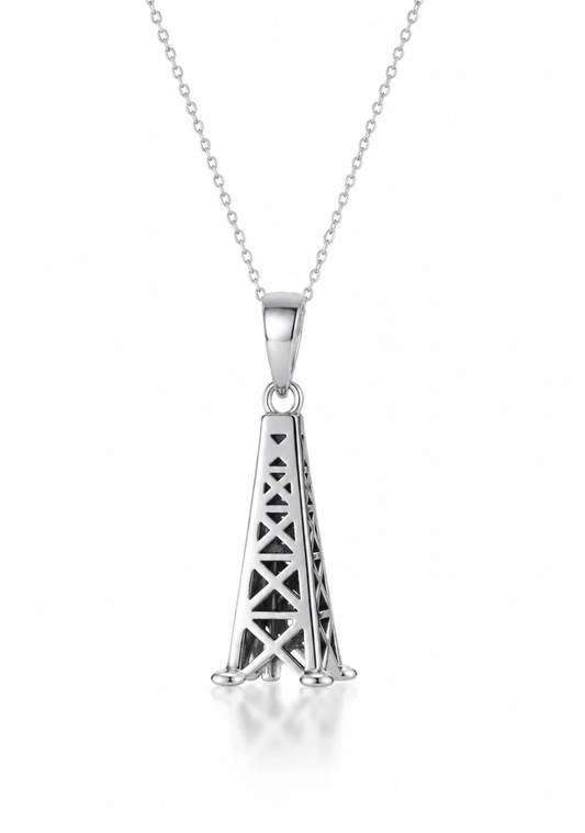 .925 Sterling Silver Oil Rig Pendant