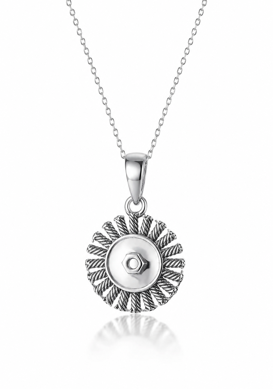 .925 Sterling Silver Wire Wheel Pendant