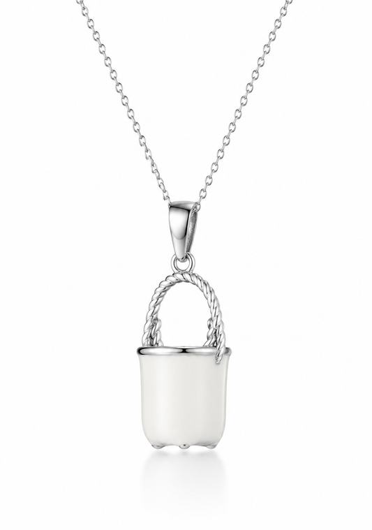 .925 Sterling Silver Canvas Bucket Pendant