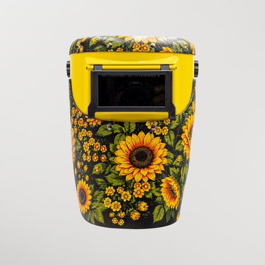 Slimline Welding Hood - Sunflower Floral Leather