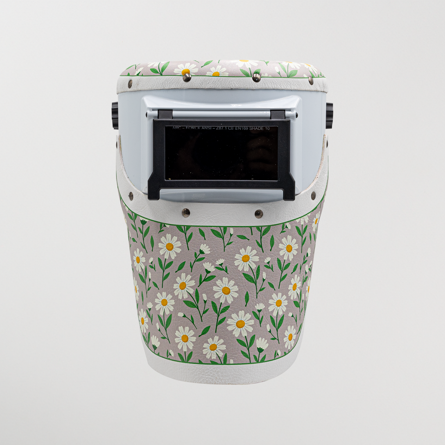 Slimline Welding Hood - Daisy Floral Leather