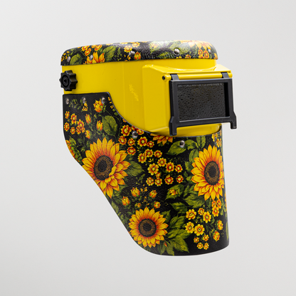 Slimline Welding Hood - Sunflower Floral Leather
