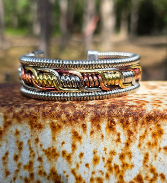 Stainless steel copper gold and silver bracelet