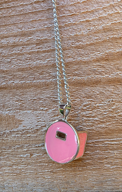 .925 Sterling Silver Pink Pancake Welding Hood Pendant