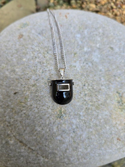 Black Chopped Welding Hood Pendant