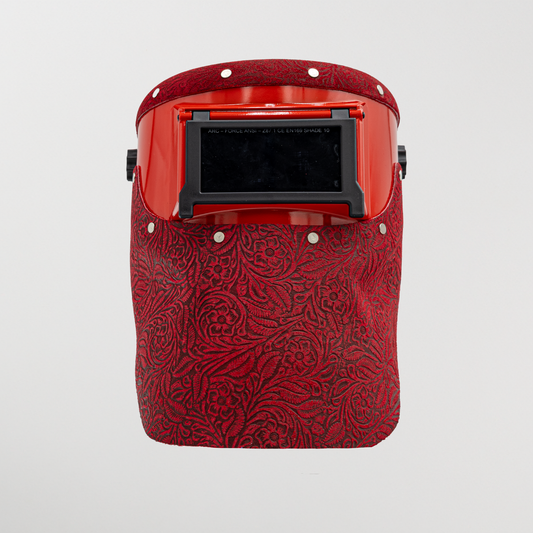 Slimline Welding Hood - Red Floral Suede