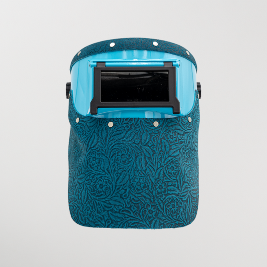 Slimline Welding Hood - Turquiose Floral Suede