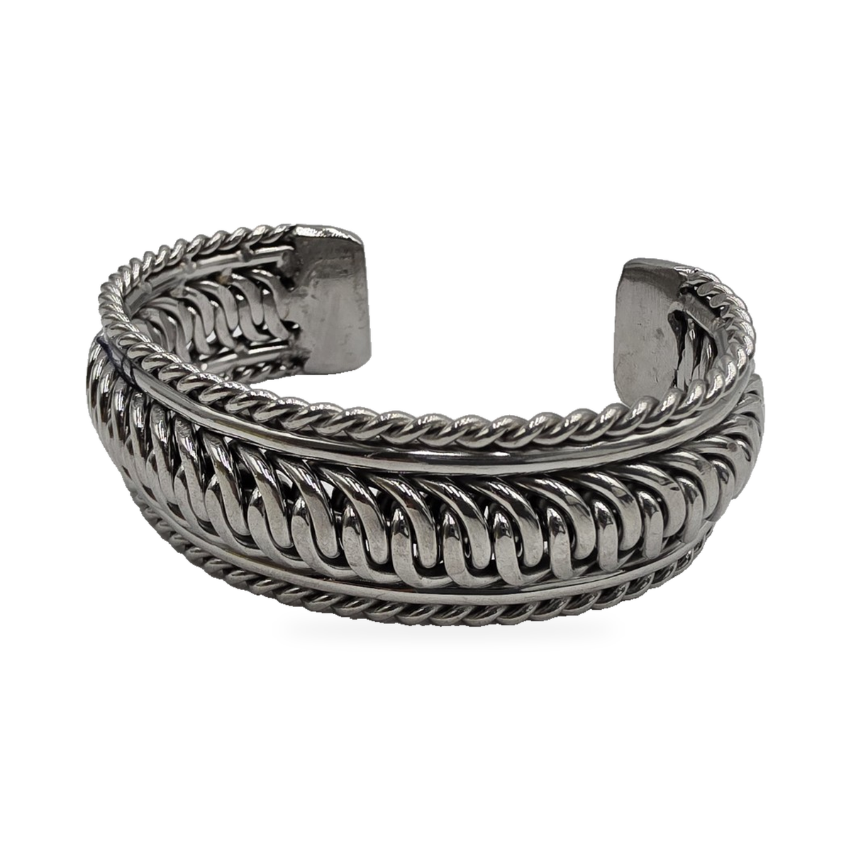 Silver-Tone Rounded-Link Cuff — alternate view