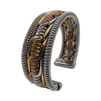 Tri-Tone Ribbed-Link Cuff — main view