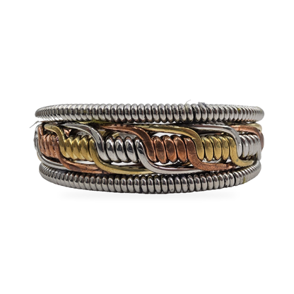 Tri-Tone Ribbed-Link Cuff — alternate view
