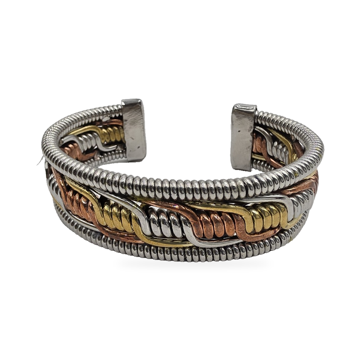 Tri-Tone Ribbed-Link Cuff — alternate view