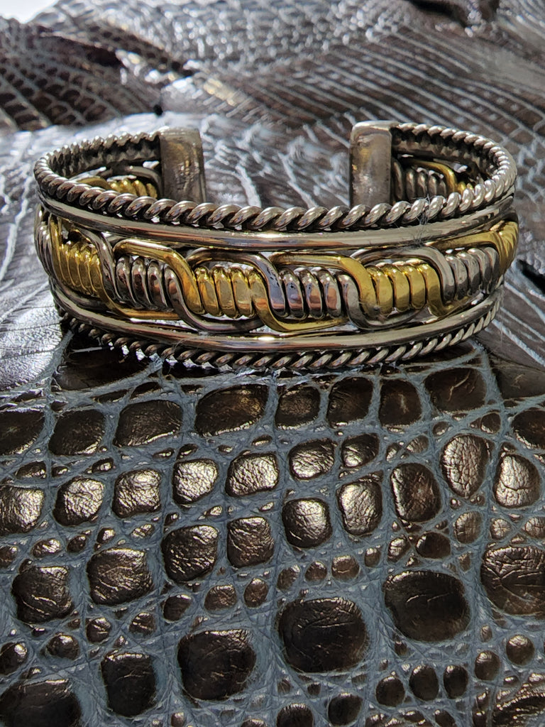 Stainless Steel and Gold tone Welder Bracelet