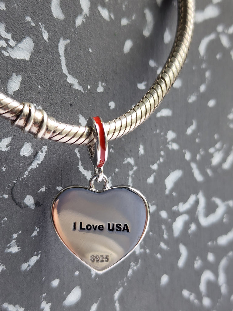 I Love USA Heart Charm