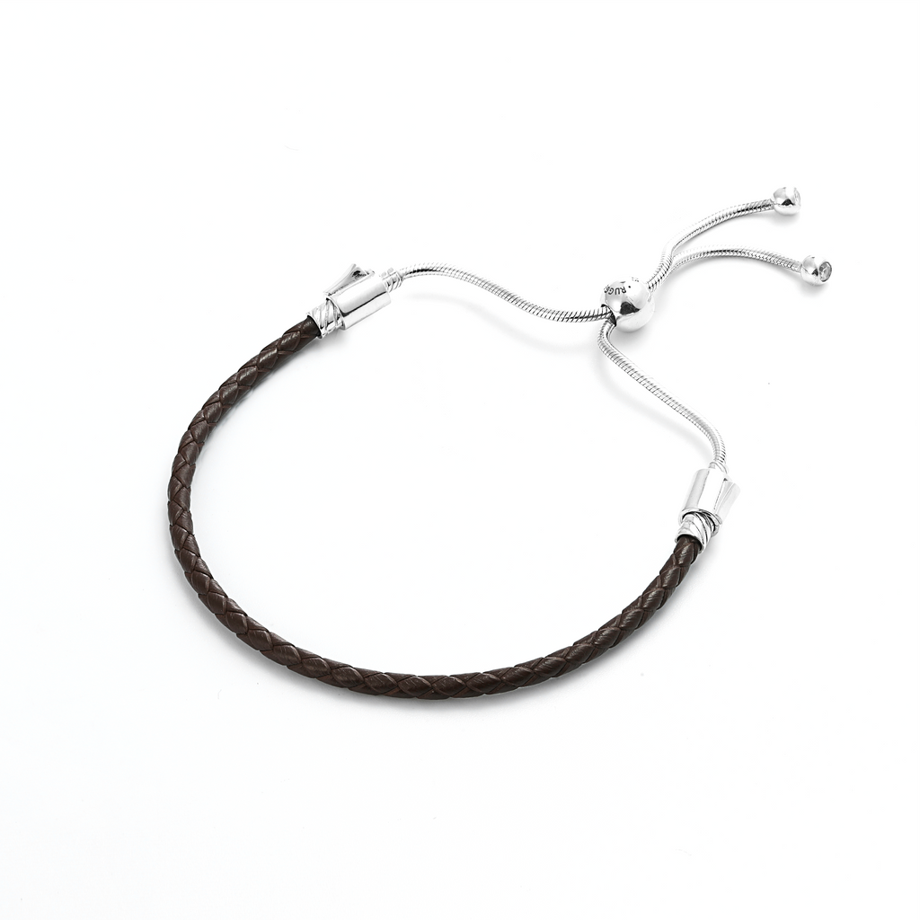 Rugged Brown Leather Slider Bracelet