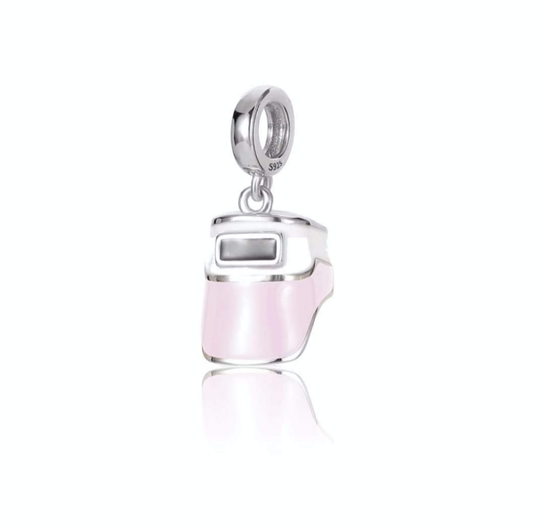 Light Pink Welding Hood Charm Rugged Charms