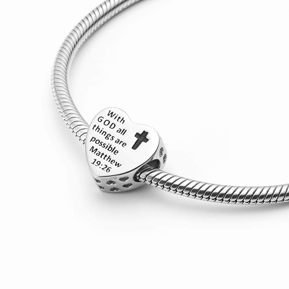 Matthew 19:26 Heart Spacer