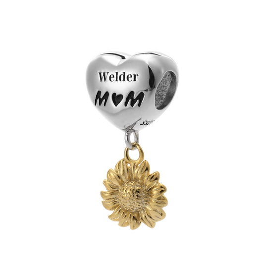 Welder Mom Sunflower Heart